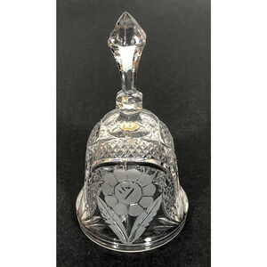6" Etched Flower Crystal Glass Bell In Beautiful Sound Daisy Collectible